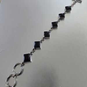 Black Onyx and Sterling Silver Geometric Bracelet
